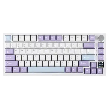 Ajazz AK820 Pro mechanisch 75%-toetsenbord, Tri-Mode, QWERTY US-indeling, Gasket Mount, bedraad/Bluetooth/2,4G, TFT-display, RGB-achtergrondverlichting, hot-swappable, geluiddempend schuim, PBT-toetskapjes, compatibel met Windows, Mac en pc, Gift Switch Purple