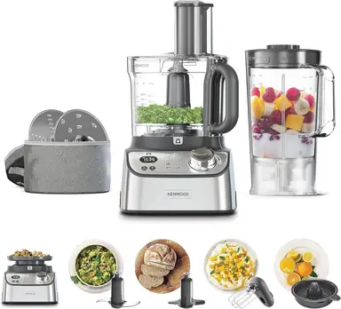 Kenwood MultiPro Express Weighing + Food Processor - Silver, 3L Capacity, With 8 Accessories, Integrated DIgital Scale, FDM71.450SS