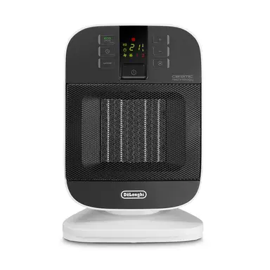 De'longhi Bend Line Ceramic Fan Heater – 2000W, Motorized Swivel, Silence System, 24h Timer – Black/White, HFX60V20