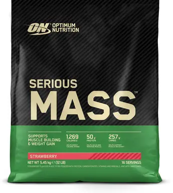 Optimum Nutrition Serious Mass gainer eiwitpoeder, aardbei - 5,45 kg (16 porties)