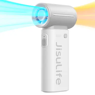 JISULIFE Portable Handheld Fan Life 9, 5000mAh Rechargeable, Turbo Power High Speed Air, Max 18Hrs, 5 Gear Wind, Mini Pocket Design, White
