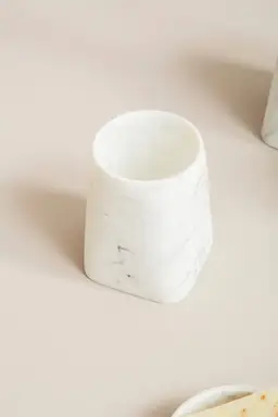 Maison by Premier Marble Finish Tumbler, Tapered Polyresin Drinkware, Grey Veining Bathroom Tumbler For Stylish Organization