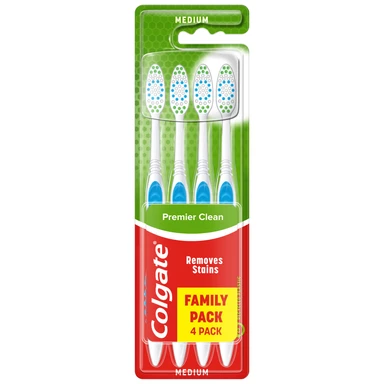 Colgate Premier Clean Medium Manual Toothbrush 4 Pack