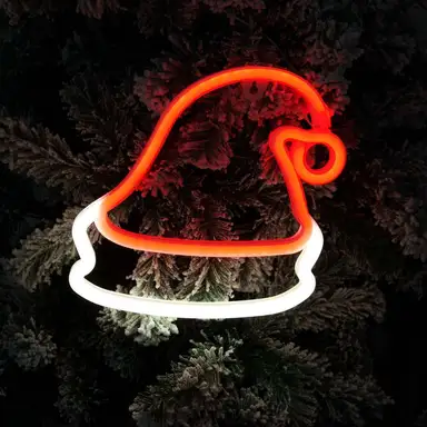 Christmas Workshop Christmas Hat LED Neon Hanging Sign Light