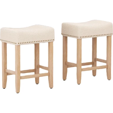 Ckaff Bar Stools Set of 2, 65.5cm High Bar Chairs, Kitchen Chairs, Made of Linen, Make-Up Chair, Dining Room Chair, Bathroom Stool, Office Stool, Counter Stool with Footrest for Kitchen, Living