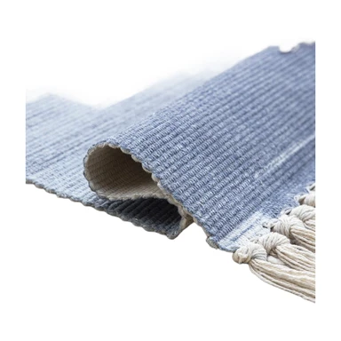 Ashler Baumwoll-Teppich Boho-Teppich gewebt mit Fransen für drinnen und draußen, schmutziger, gehäkelter, maschinenwaschbarer Bodenbelag, Landhaus-Teppich für Wohnzimmer, Schlafzimmer, Küche Dekoration 94085057/2 Blau