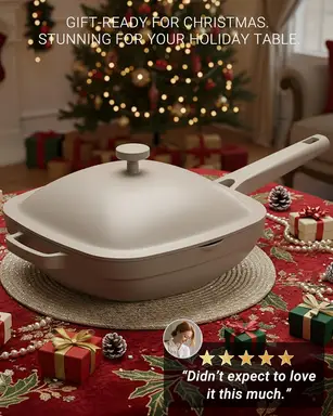 USELUCK 10.5 Inch(3.8QT) Ceramic Pan with Lid, Non Stick Frying Pans Cast Aluminum Deep Sauté Pans, Ti-Ceramic Non Toxic Pix Pan with Wooden Spatula and Scrubber, Morning Mist