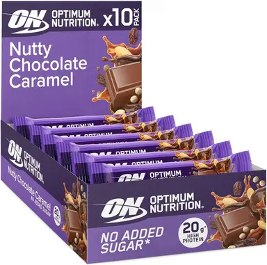 Optimum Nutrition Nutty Chocolate Caramel Protein Bar - 10 x 70 g