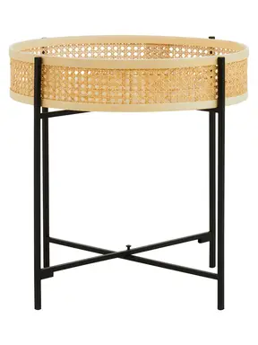 Interiors by Premier Side Table Depok Round Rattan/Black