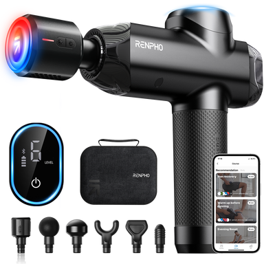 RENPHO Power+ massagepistool met 6 opzetstukken en 6 snelheden