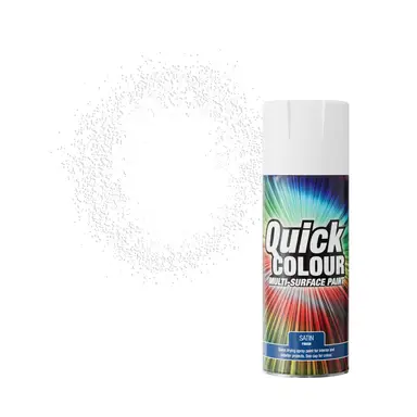 QUICK COLOUR MULTI SURFACE SPRAY PAINT WHITE SATIN 400ML