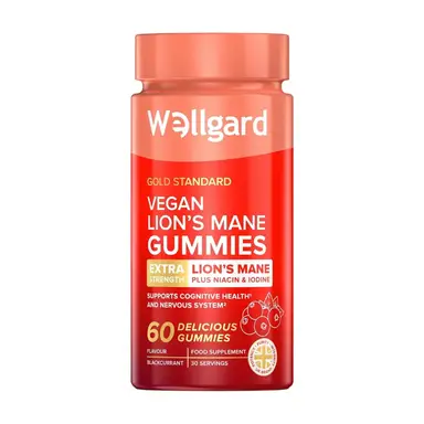 Wellgard Lion's Mane Vegan Cognitive Support Gummies Brain Function - 60 Gummies