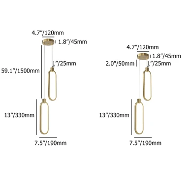 Homary 2-Light Pendant Light Geometrical Shape Ceiling Light Adjustable Height