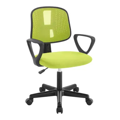 Klihome Kinder‑Schreibtischstuhl, ergonomischer Kinder‑Schreibtischstuhl, höhenverstellbarer Drehstuhl mit Rollen und Armlehnen, atmungsaktive Mesh‑Rückenlehne, grün, K0008BS