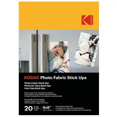 Kodak - Papier photo tissu autocollant - 20 feuilles - Format-10 x 15 cm - Mat - Compatible imprimantes jet d'encre