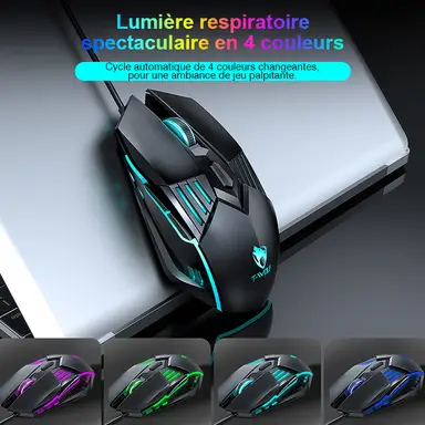Rexsun G560 Souris gaming filaire USB, compatible Windows et Mac - Noir
