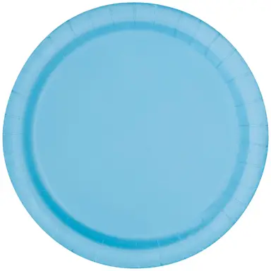 Unique Party Paper Plates, Powder Blue, 17cm, 8 Pack