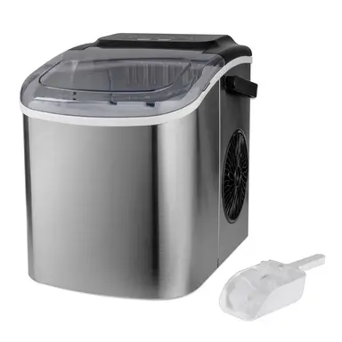 DAEWOO Ice Maker - 12kg, Portable With Handle, 9 Bullet Cubes In 6 Minutes With 2 Size Options, 12kg In 24h, Self-Cleaning, Scoop And Ice Basket Included, For Bar, Home, Office