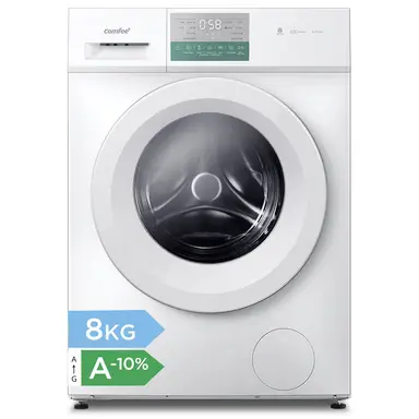 Comfee CFP03EW80W-HR Lave-linge frontal 8 kg, classe énergétique A-10 %, vapeur, moteur BLDC, Woolmark, panneau tactile - Blanc