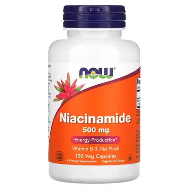 NOW Foods Niacinamide Vitamin B3 500mg Daily Wellness Support Capsules - 100 Capsules