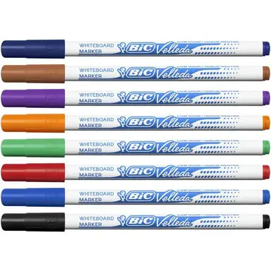 Bic Velleda 1721 Whiteboard Marker Assorted Colours, Pack of 8