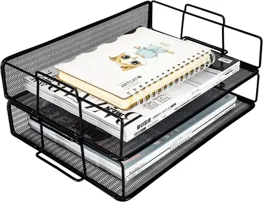 EasyPAG A4 Mesh File Tray, 2-stufig, stapelbar, schwarz, Jahresstart-Aktion, Top-Geschenkideen