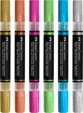 Faber-Castell Acrylic Marker Black Edition Shake & Paint 6 stuks metallic colors