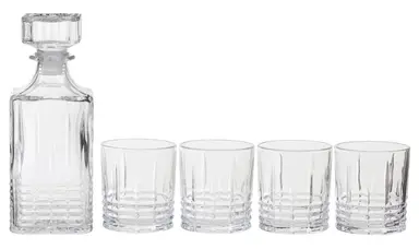 Maison by Premier Dayla Ribbed Pattern Decanter With Four Glasses