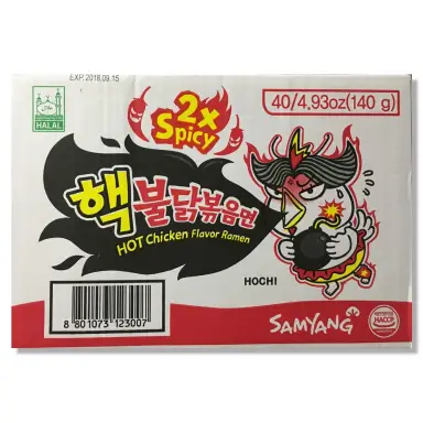 Samyang Buldak Hot Chicken Ramen, koreanische gerührte Instant-Nudeln, 2 x würzig,140g*40