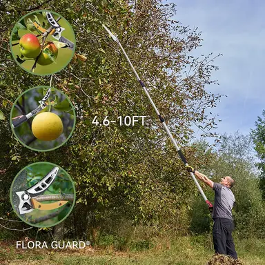 FLORA GUARD 1,4–3 m Teleskop-Baum-/Obstpflücker mit Reichweite – Reichweite-Fachsäge, Fruchtauslese, Reichweite-Teleskop-Baumtrimmer – leichte Teleskop-Baumtrimmer