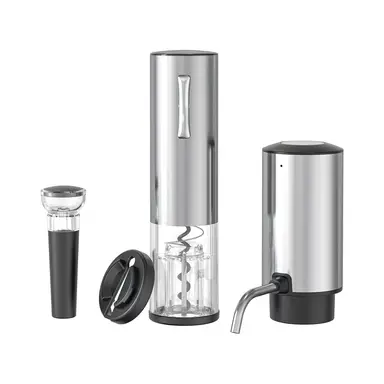 Cuisync Electric Wine Opener Gift Set With Aerator, Vacuum Stoppers, Foil Cutter - 4-in-1 Rechargeable Bottle Opener for Wine Lovers