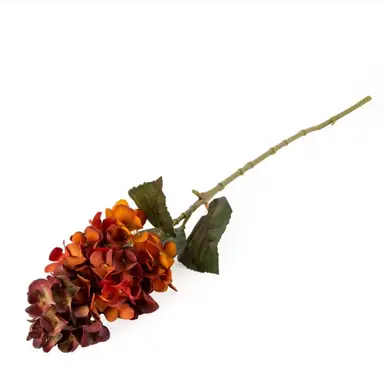 Candlelight Artificial Hydrangea Flower Stem Orange 75cm