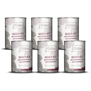 MjAMjAM Herzhaftes Wild & Kaninchen an fruchtigen Heidelbeeren 6 x 400 g