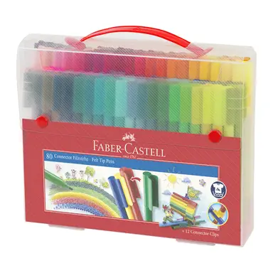 Faber-Castell Connector Felt-Tip Pen Set Carrying Case, 80 pieces