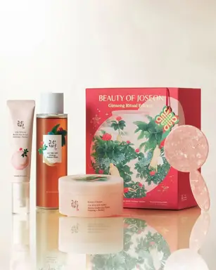 Beauty Of Joseon limitierte 4-teilige Neujahrsset (Ginseng-Augenpads 60 Stück + Ginseng-Gesichtswasser 150 ml + Ginseng-Augencreme 30 ml + Kosmetikspiegel)
