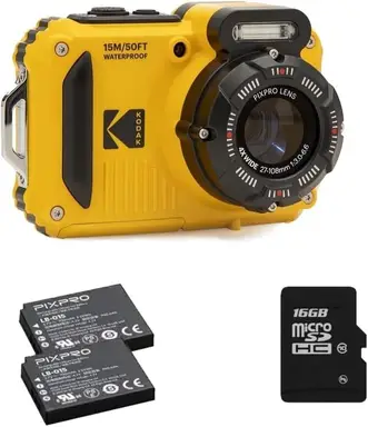 Appareil photo numérique compact Kodak étanche 15 mètres antichoc 2 mètres jaune + carte 16GB