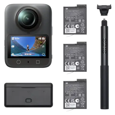 DJI Osmo 360 Adventure Combo – 360°-camera met 1-inch sensor, 8K-360° video, 4K/120fps & 170° gezichtsveld, 120MP-foto's, actioncam & vlogcamera, magnetisch snelwisselsysteem, 3 batterijen en opladingsetui