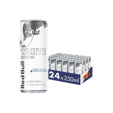 Red Bull Boisson Énergisante Goût Coco Açaí Édition Blanche - Lot de 24 x 25 cl