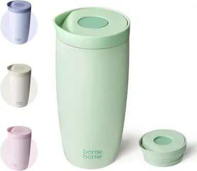 Bottle Bottle Thermal Mug 500 ml To Go - Premium Insulated Stainless Steel Mug, Leak-Proof, BPA-Free, Quick Press Closure, Double Walled, Keeps Drinks Hot & Cold for a Long Time (green)