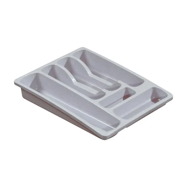 Curver bestekbak met 6 vakken M - 29 x 36 x 6 cm - lichtgrijs - premium opbergoplossing, duurzaam kunststof, moderne huisorganisatie