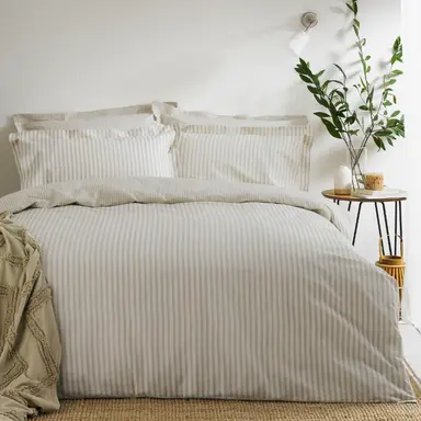 Yard Duvet Cover Set Hebden Stripe Natural Super King