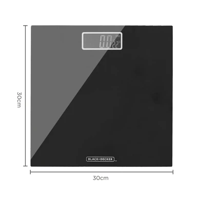 Black + Decker Digital Bathroom Scales, High Precision Sensor System, Durable Tempered Glass, LCD Display, Black