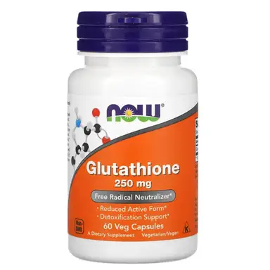 NOW Foods Glutathione Antioxidant 250mg Daily Wellness Support Capsules - 60 Vegan Capsules