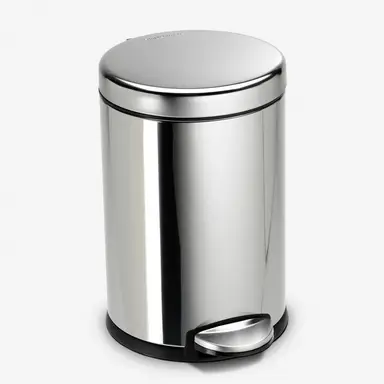 Simplehuman 4.5L Round Bathroom Pedal Bin, Polished Steel