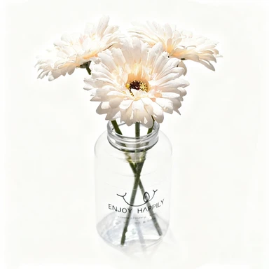 Lot de 3 Fleurs Artificielles en Soie Gerbera 23cm - Décoration de Mariage, Maison, Véranda, Table - Marguerites et Chrysanthèmes Factices (couleur Champagne)