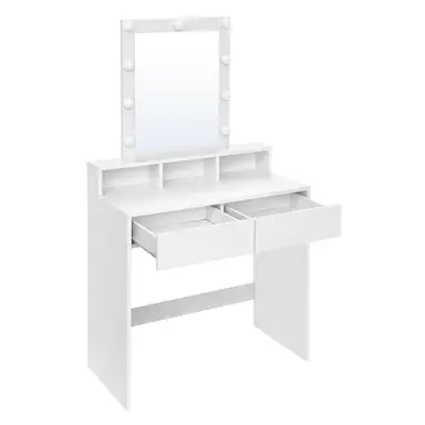 SONGMICSHOME Vanity Makeup Table, Dressing Table with Lighted Mirror, 3 Colours, Modern, White