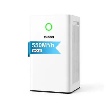 ELECCI True HEPA Filter Air Purifier, Up to 120m² Rooms, CADR 550m³/h, Virus Cleaner 99.9%, Removes PM2.5, Smoke, Pollen, Mites, Pollutants