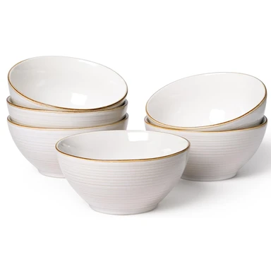 Fami Ware Tempus Frühstücks-Schüssel-Set, 6-teilig, 20-oz-Set, Antikweiß