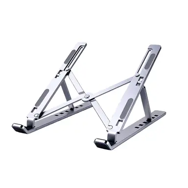 JORDAN&JUDY 18-Inch Silver Aluminum Laptop Stand, Adjustable Height, Lightweight & Portable