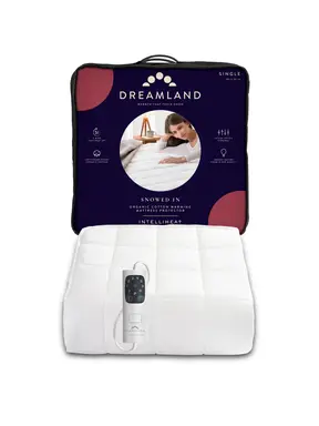 Dreamland Intelliheat Mattress Protector – Single Size, Fast Heat-Up, Anti-Allergy – White